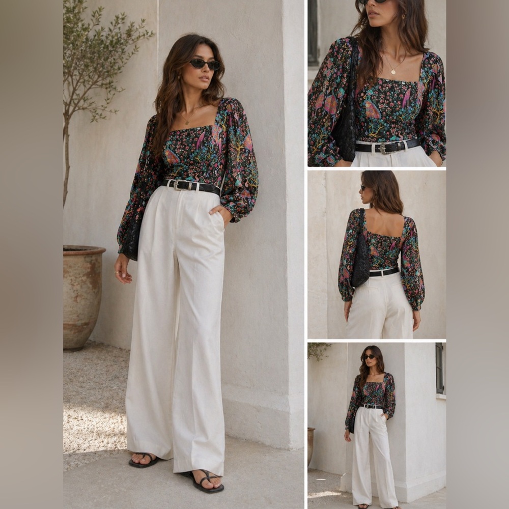 Sandro floral 100% silk blouse
